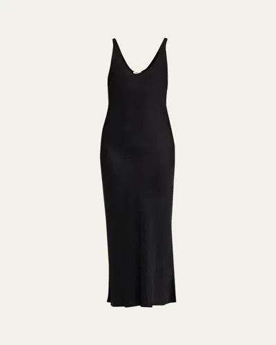 L'agence Charmaine U-neck Silk Gown In Black