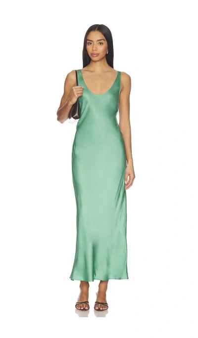 L'agence Akiya Satin Tank Maxi Dress In Green