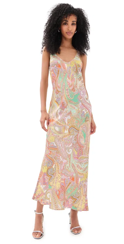 L'agence Akiya Tank Dress Green Multi Cluster Paisley