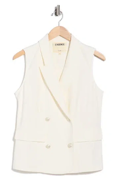 L'agence Aldora Double Breasted Vest In Neutral