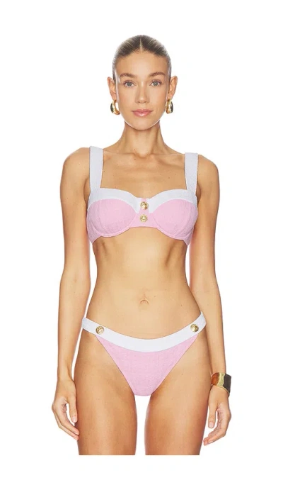 L'agence Alexandria Color Blocked Bikini Top In Pink