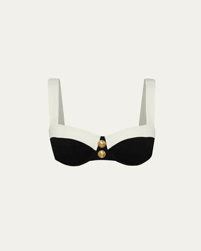 L'agence Alexandria Colorblock Chic Bikini Top In Black