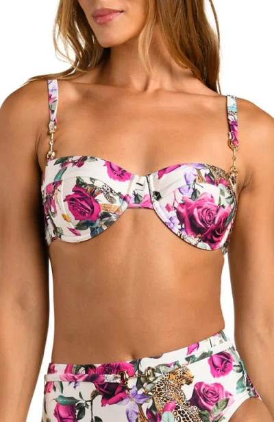 L'agence Alexandria Rose Leopard Underwire Bikini Top In Multi