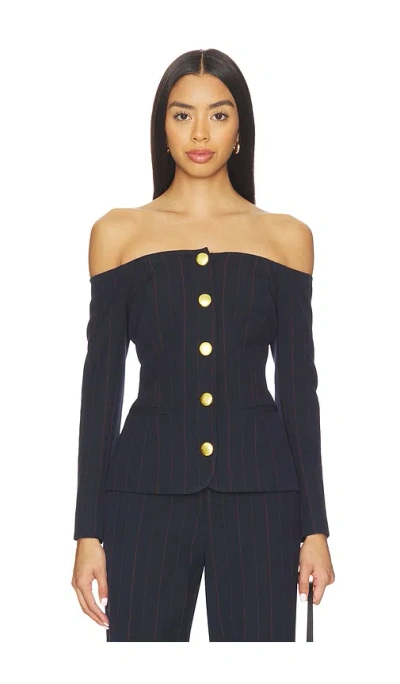 L'agence Alice Off Shoulder Blazer In Black