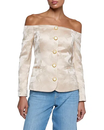 L'agence Alice Off-the-shoulder Blazer In White