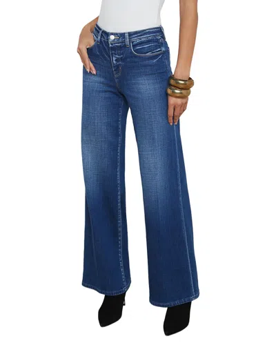L'agence Alicent High-rise Sneaker Wide Leg Jean In Blue