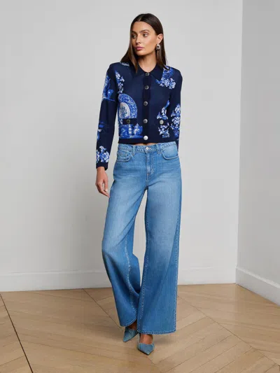 L'agence Alicent Wide-leg Jean In Animal Print