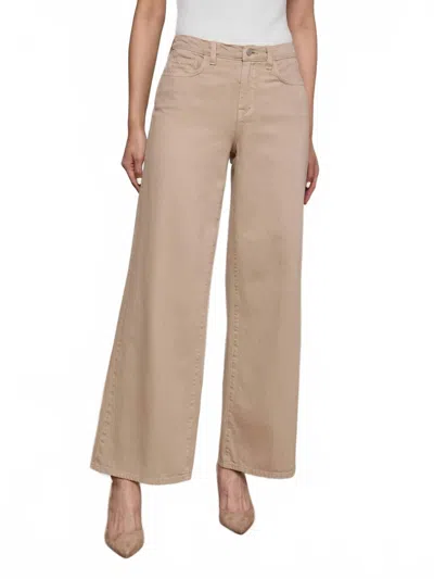 L'agence Alicent Wide Leg Jeans In Pale Khaki In Animal Print