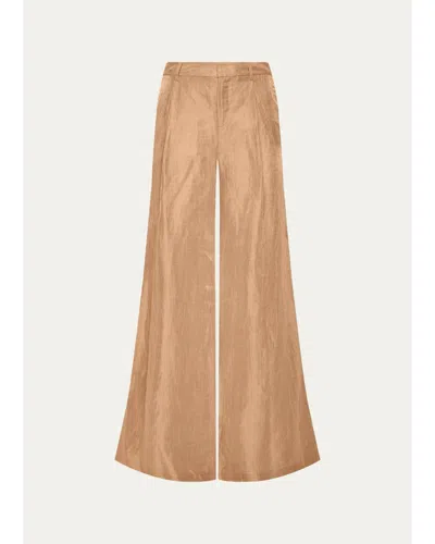L'agence Allanah Crinkled Linen Wide-leg Pants In Neutral