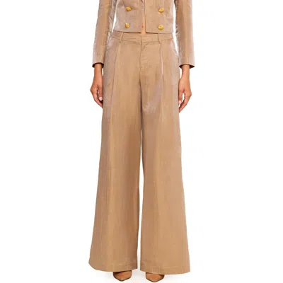 L'agence Allanah High Waist Wide Leg Trousers In Brown