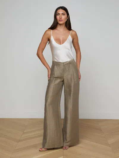 L'agence Allanah Linen-blend Trouser In Brown