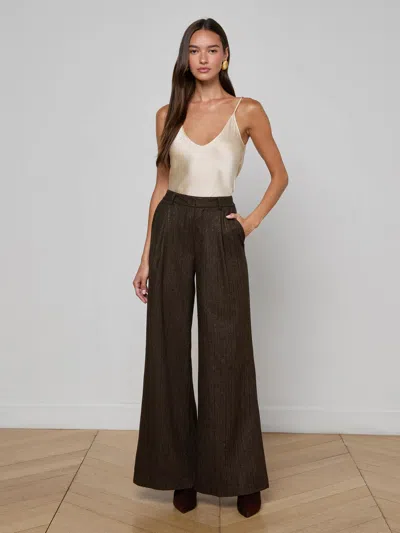 L'agence Allanah Pinstriped Trouser In Brown
