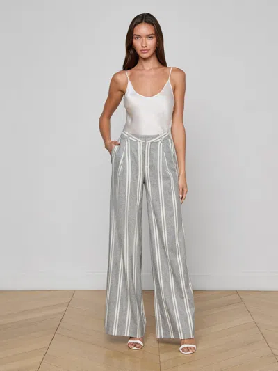 L'agence Allanah Pinstriped Trouser In Gray