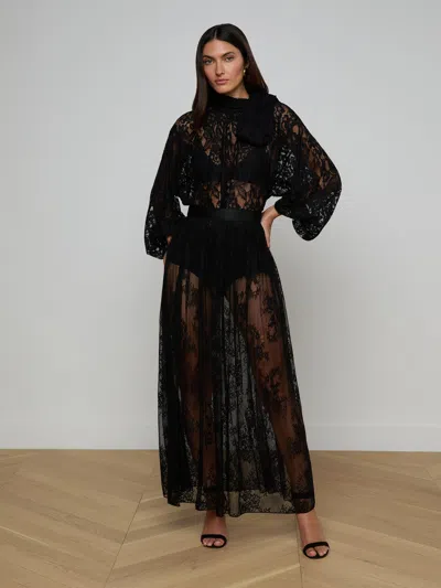L'agence Alona Lace Maxi Skirt In Black