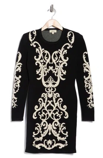 L'agence Amadi Long Sleeve Jacquard Dress In Black