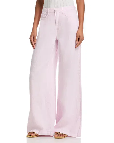 L'agence Amara High Rise Wide Leg Linen Pants In Purple