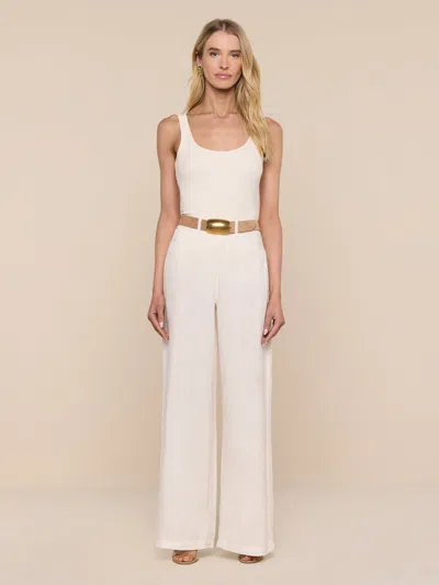 L'agence Amara Linen Wide-leg Pant In White
