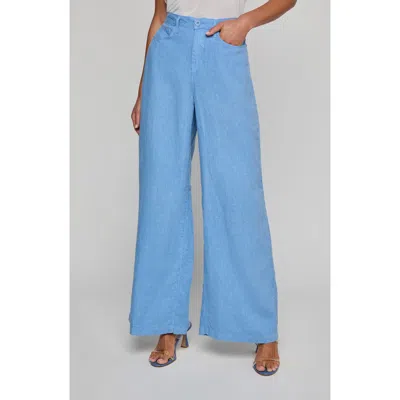 L'agence Amara Wide Leg Linen Pants In Blue