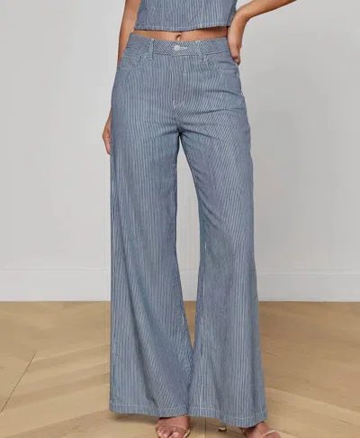 L'agence Amara Wide-leg Pants In Blue Stripe In Multi