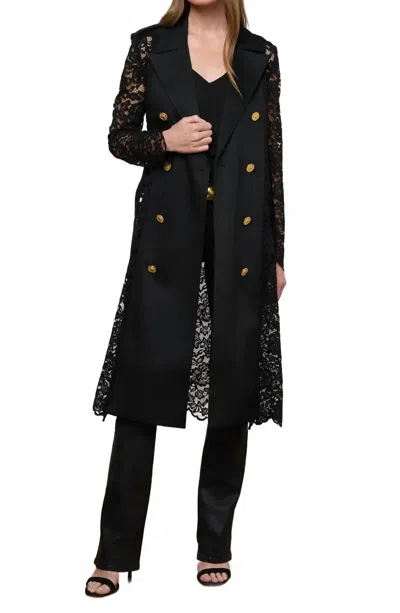 L'agence Amata Lace Trench Coat In Black In Multi