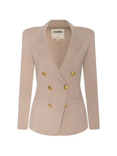 L'agence Amelia Double-breasted Blazer In Neutral