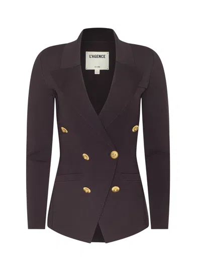 L'agence Amelia Knit Blazer In Dark Java/gold