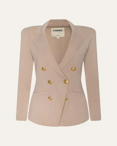 L'agence Amelia Knit Double-breasted Blazer In Nude