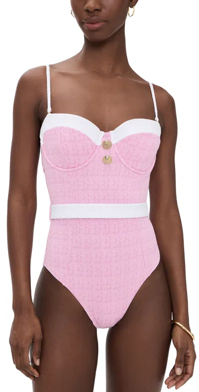 L'agence Amie Colorblock Chic One Piece Swim Suit Blush In Purple