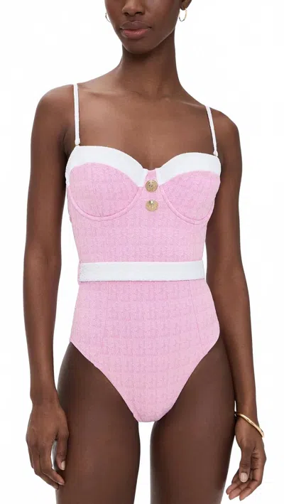 L'agence Amie Colorblock Chic One Piece Swimsuit In Blush In Pink