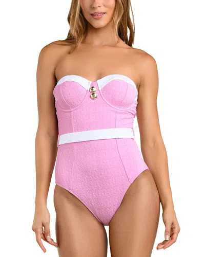 L'agence Amie Colorblock Chic Underwire Bandeau One Piece Swimsuit In Pink