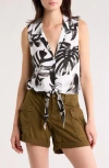 L'agence Amos Sleeveless Tie Front Top In Black
