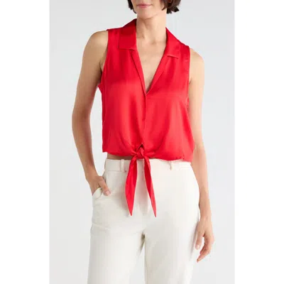 L'agence Amos Tie-front Sleeveless Blouse In Red