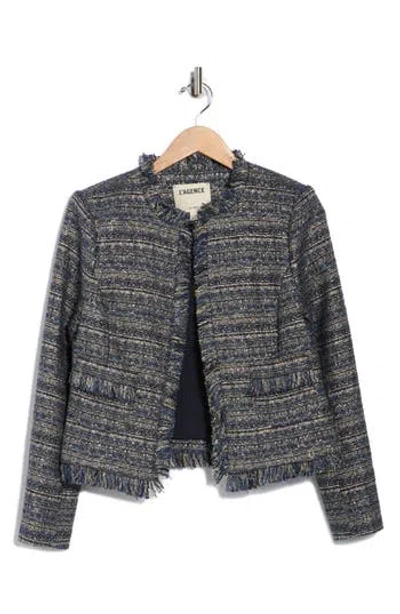 L'agence Angelina Tweed Jacket In Blue