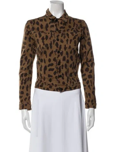 Pre-owned L'agence Animal Print Biker Jacket In Brown