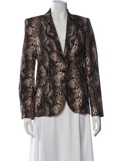 Pre-owned L'agence Animal Print Blazer In Brown