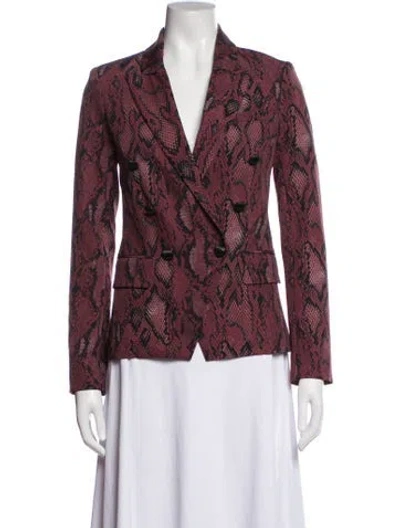 Pre-owned L'agence Animal Print Blazer W/ Tags In Burgundy