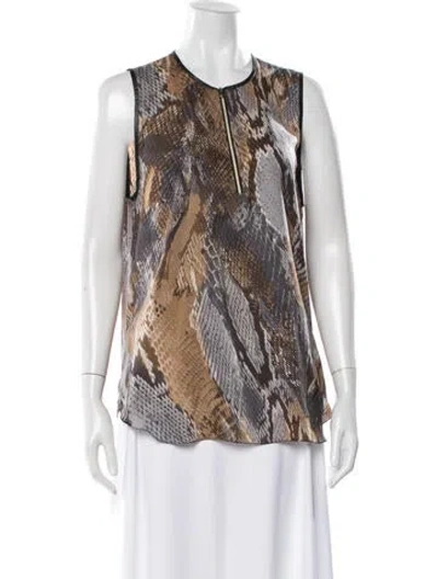 Pre-owned L'agence Animal Print Crew Neck Top In Neutral