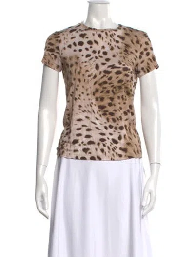 Pre-owned L'agence Animal Print Crew Neck T-shirt In Brown