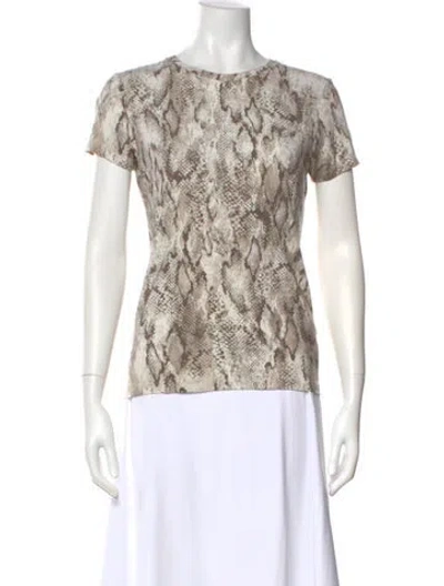 Pre-owned L'agence Animal Print Crew Neck T-shirt In Neutral