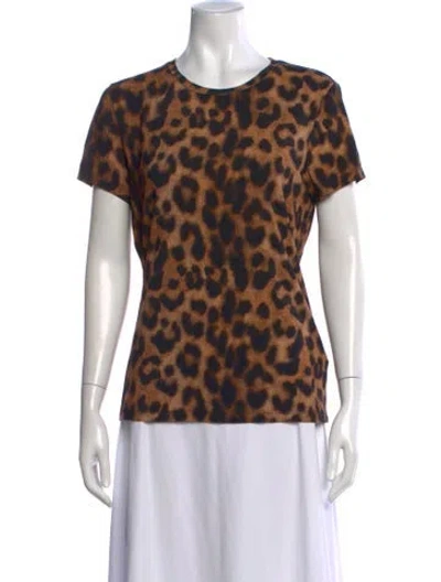 Pre-owned L'agence Animal Print Crew Neck T-shirt In Neutral