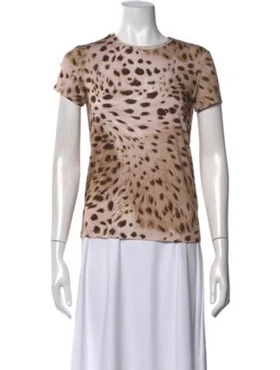 Pre-owned L'agence Animal Print Crew Neck T-shirt In Neutrals