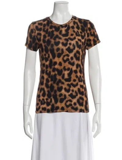 Pre-owned L'agence Animal Print Crew Neck T-shirt W/ Tags In Brown