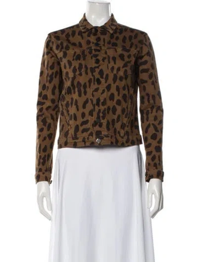 Pre-owned L'agence Animal Print Denim Jacket In Brown