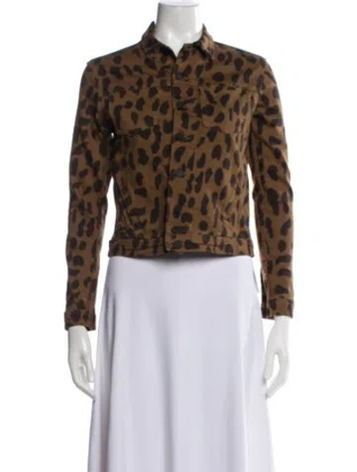 Pre-owned L'agence Animal Print Denim Jacket In Brown