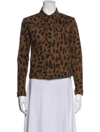 Pre-owned L'agence Animal Print Denim Jacket In Brown