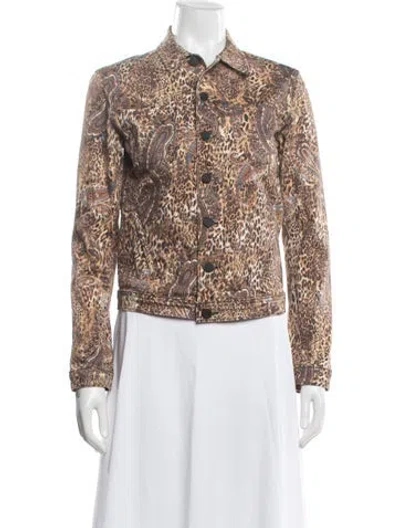 Pre-owned L'agence Animal Print Denim Jacket In Neutrals