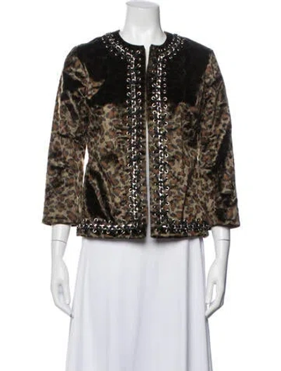 Pre-owned L'agence Animal Print Evening Jacket In Brown