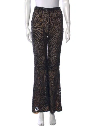 Pre-owned L'agence Animal Print Flared Pants In Black