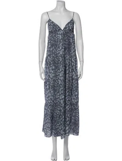 Pre-owned L'agence Animal Print Long Dress In Blue