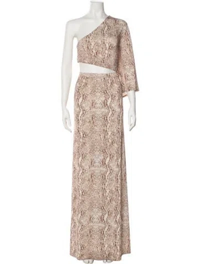 Pre-owned L'agence Animal Print Long Dress In Brown